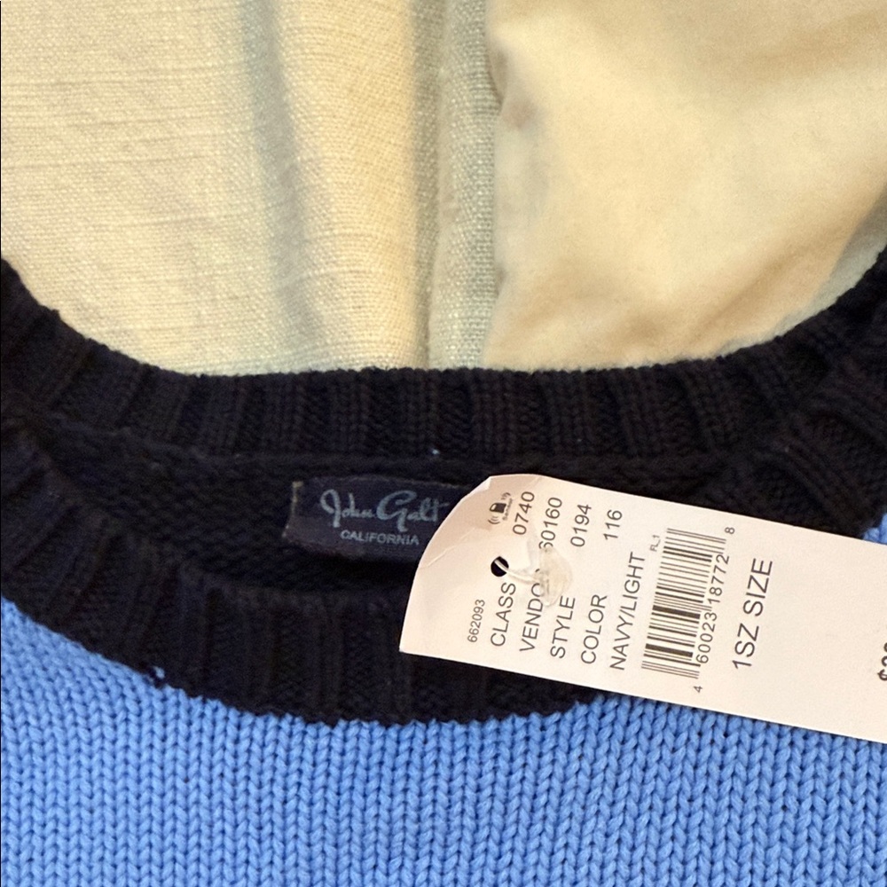 PacSun Navy and Light Blue Crew Neck Sweater